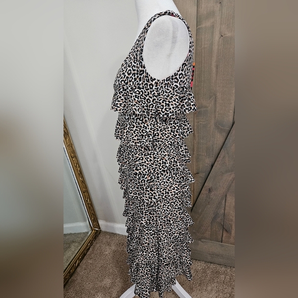 ISLE BY MELIS KAZAN Animal Print Ruffle Midi Dress. Size XS NWT - Picture 11 of 15